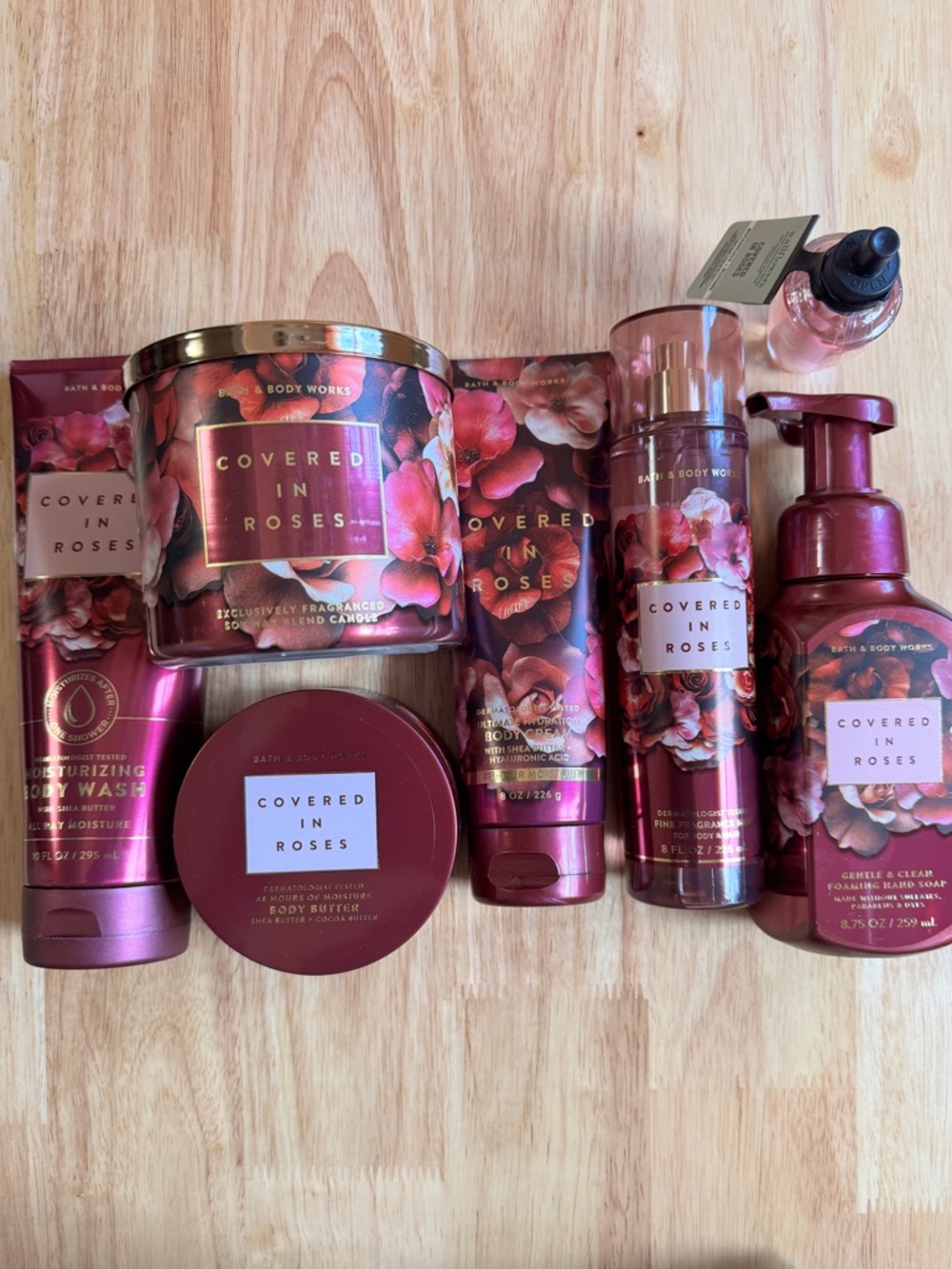 Bath & Body Works Covered in Roses Curated 7Piece Set - Deep Rose & Gold Accents